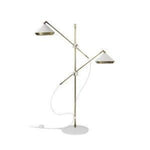 Lampadaire Design Double Abat-Jour Doré Blanc Luminaire Chambre