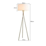 Lampadaire Led Trépied Abat-Jour Cylindre / Beige Luminaire Chambre