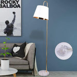 Lampadaire Marbre Led Abat-Jour Doré Blanc Luminaire Chambre