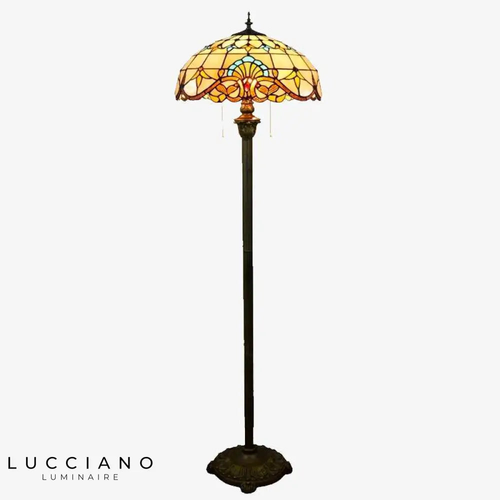 Lampadaire Tiffany Abat-Jour Vitrail Jaune Luminaire Chambre