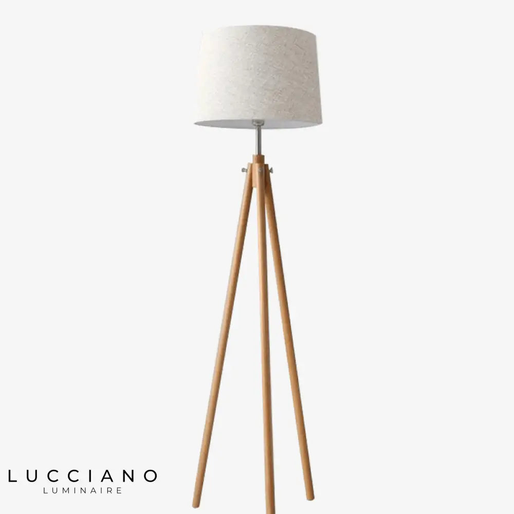 Lampadaire Tripode Bois Avec Abat-Jour Tissu Luminaire Chambre