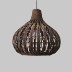 Lampe Bambou Marron Foncé Rattan Luminaire Chambre