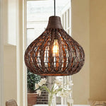 Lampe Bambou Marron Foncé Rattan Luminaire Chambre