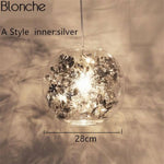 Lampe Boule En Verre À Feuilles Argenté - 28Cm Luminaire Chambre