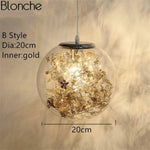 Lampe Boule En Verre À Feuilles Doré - 20Cm Luminaire Chambre