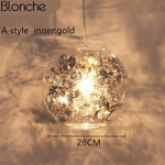 Lampe Boule En Verre À Feuilles Doré - 28Cm Luminaire Chambre