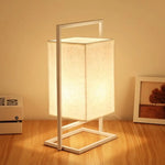 Lampe Bureau Rétro Tissu Métal Blanc Luminaire Chambre