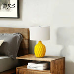 Lampe Chevet Jaune Abat-Jour Tissu Luminaire Chambre