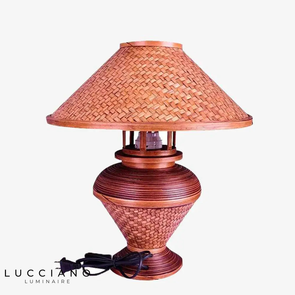 Lampe Chevet Vintage Bambou Rouge Luminaire Chambre