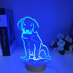 Lampe de Chevet 3D Chien en Bois