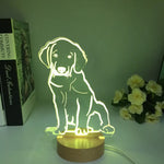 Lampe de Chevet 3D Chien en Bois