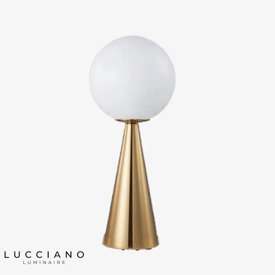 Golden spherical bedside lamp