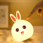 Lampe de chevet lapin mignon en silicone rechargeable par USB