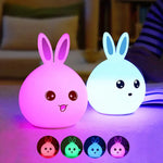 Lampe de chevet lapin mignon en silicone rechargeable par USB