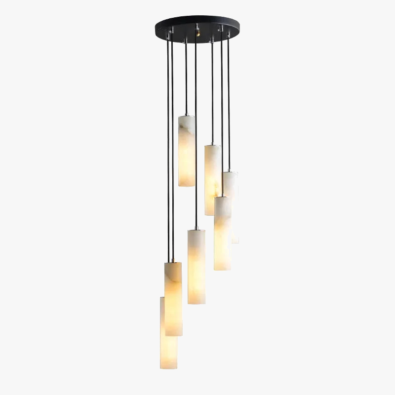 Suspension lustre design avec fil réglable et marbre naturel