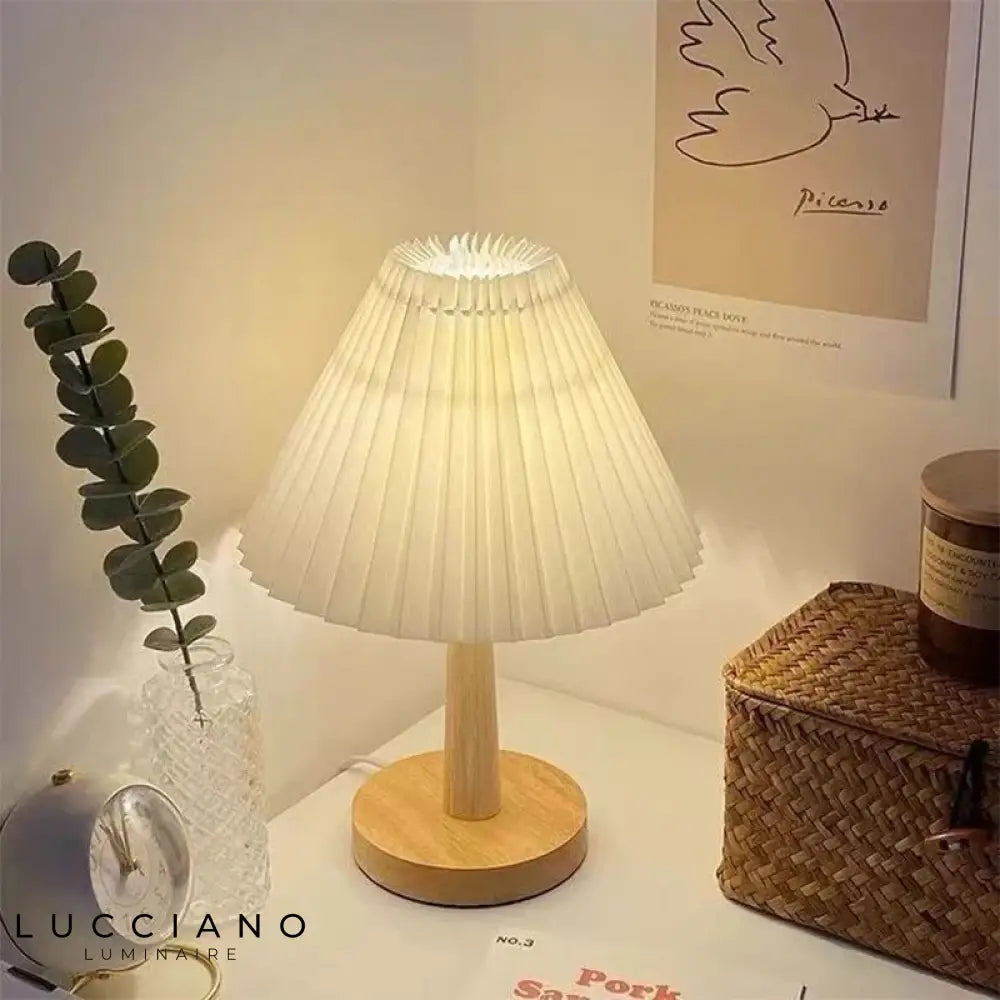 Lampe De Chevet Nordique Plissée Blanc