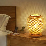 Lampe De Chevet Ronde En Bambou Bois