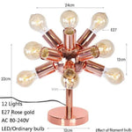 Lampe Design Led Multi-Ampoules Rose Gold 12 Lampes Luminaire Chambre