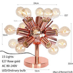 Lampe Design Led Multi-Ampoules Rose Gold 15 Lampes Luminaire Chambre