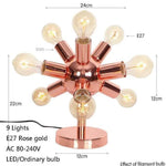 Lampe Design Led Multi-Ampoules Rose Gold 9 Lampes Luminaire Chambre