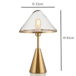 Lampe Design Led Socle Conique Doré Transparent Luminaire Chambre