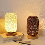 Lampe En Rotin Led Avec Socle Bois Luminaire Chambre