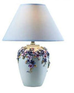 Lampe Florale Moderne Avec Abat-Jour Coloré Bleu Clair Luminaire Chambre