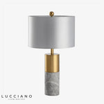 Lampe Led Dorée Marbre Et Abat-Jour Gris Luminaire Chambre