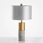 Lampe Led Dorée Marbre Et Abat-Jour Gris Luminaire Chambre