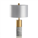 Lampe Led Dorée Marbre Et Abat-Jour Gris Luminaire Chambre