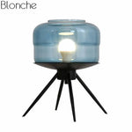 Lampe Led Postmoderne Verre Boule Bleu Luminaire Chambre