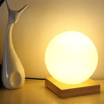 Lampe Moderne Led En Bois Et Verre Luminaire Chambre