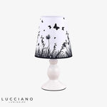 Lampe Papillon Blanche Avec Abat-Jour Fleurs Luminaire Chambre