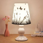 Lampe Papillon Blanche Avec Abat-Jour Fleurs Luminaire Chambre