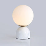 Lampe Ronde Moderne Base Marbre Bailey Blanc Luminaire Chambre