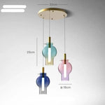 Lampe Suspendue Led Boule En Verre Coloré 3 Lampes - Base Ronde Luminaire Chambre