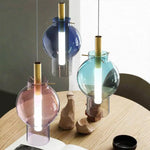 Lampe Suspendue Led Boule En Verre Coloré Luminaire Chambre