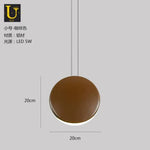 Lampe Suspendue Ronde En Aluminium Led Marron - 20Cm Luminaire Chambre