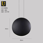 Lampe Suspendue Ronde En Aluminium Led Noir - 30Cm Luminaire Chambre