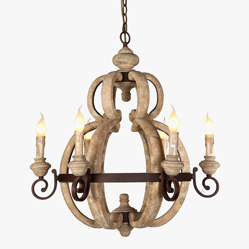Lustre Bois Rustique Vintage Artisanale