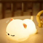 Lampe veilleuse chat en silicone avec capteur tactile