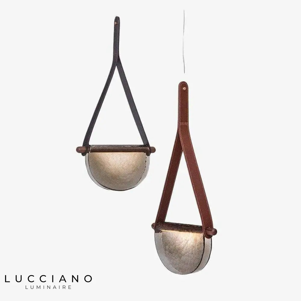 Led Design Glass Semicircle Suspension Marron Et Gris Fumé Luminaire Chambre