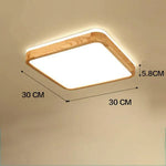 Led En Bois Stylisé Plafonnier Carré - 30X30Cm Luminaire Chambre