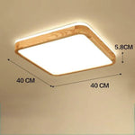 Led En Bois Stylisé Plafonnier Carré - 40X40Cm Luminaire Chambre