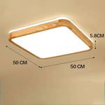 Led En Bois Stylisé Plafonnier Carré - 50Cm Luminaire Chambre