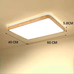 Led En Bois Stylisé Plafonnier Rectangle - 60X40Cm Luminaire Chambre