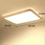 Led En Bois Stylisé Plafonnier Rectangle - 80X60Cm Luminaire Chambre