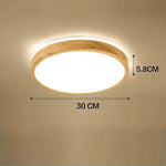 Led En Bois Stylisé Plafonnier Rond - 30Cm Luminaire Chambre