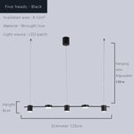 Led Métal Ainoa - Lustre Moderne 5 Lampes Noir / 220V Chaude Luminaire Doré