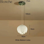 Led Suspension Chinoise Avec Fleurs Lotus 1 Lampe - Blanc Medium Luminaire Chambre